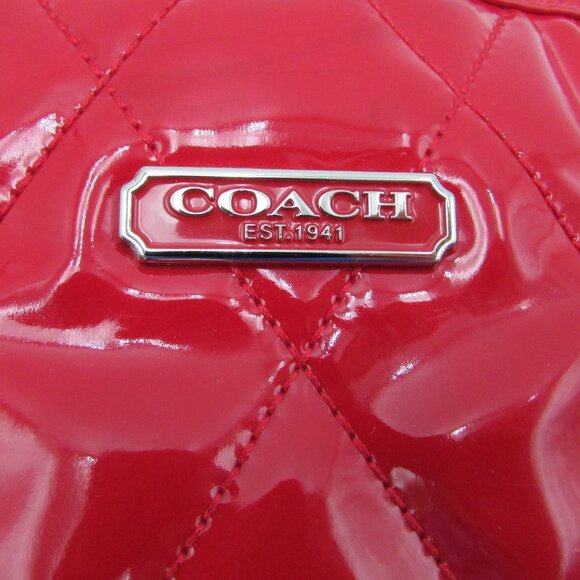 Coach Liquid Gloss Collection Red High Shine Shoulder Bag Purse Chain Strap - Picture 6 of 16